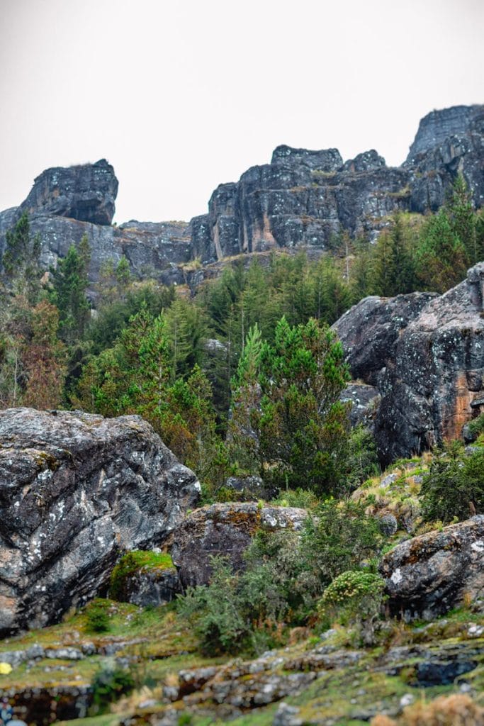 Stunning rocky terrain with lush greenery in Cochabamba, Bolivia, showcasing natural beauty.